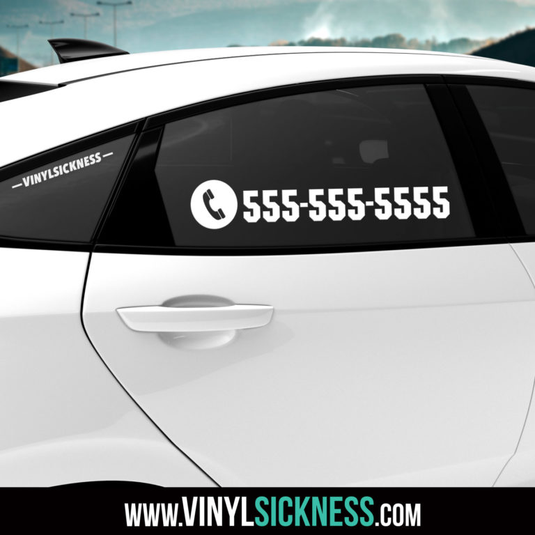CUSTOM PHONE NUMBER TEXT VINYL DECAL • STICKERS