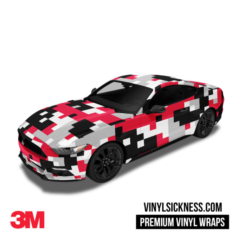 RED BLACK DIGITAL CAMO WRAP • CAR / TRUCK VINYL WRAPS • VS