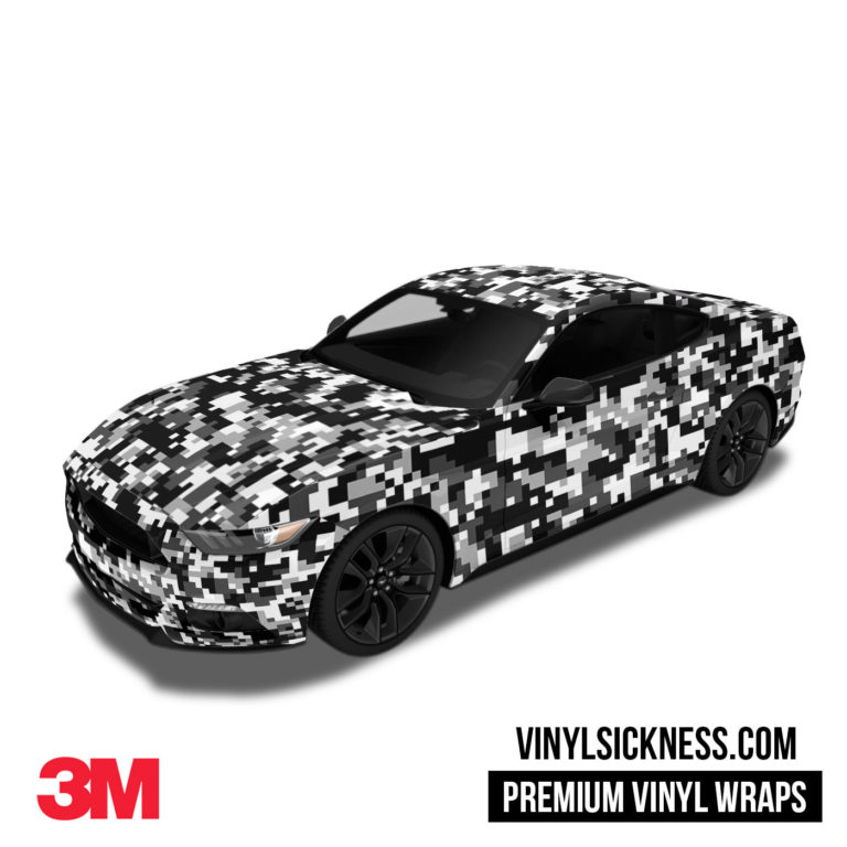 SNOW BLACK DIGITAL CAMO WRAP • CAR / TRUCK VINYL WRAPS • VS